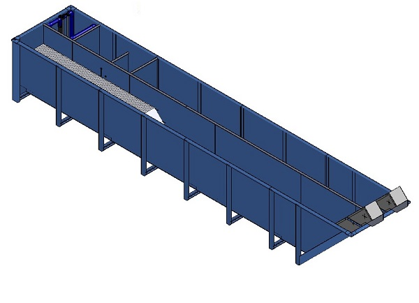 A blue ramp is shown with the bottom part of it.